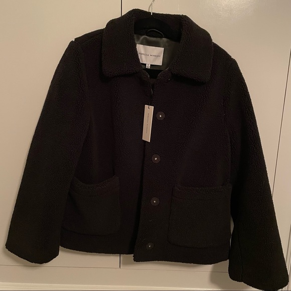 NWT Rebecca Minkoff Black Sherpa Jacket - Picture 1 of 4